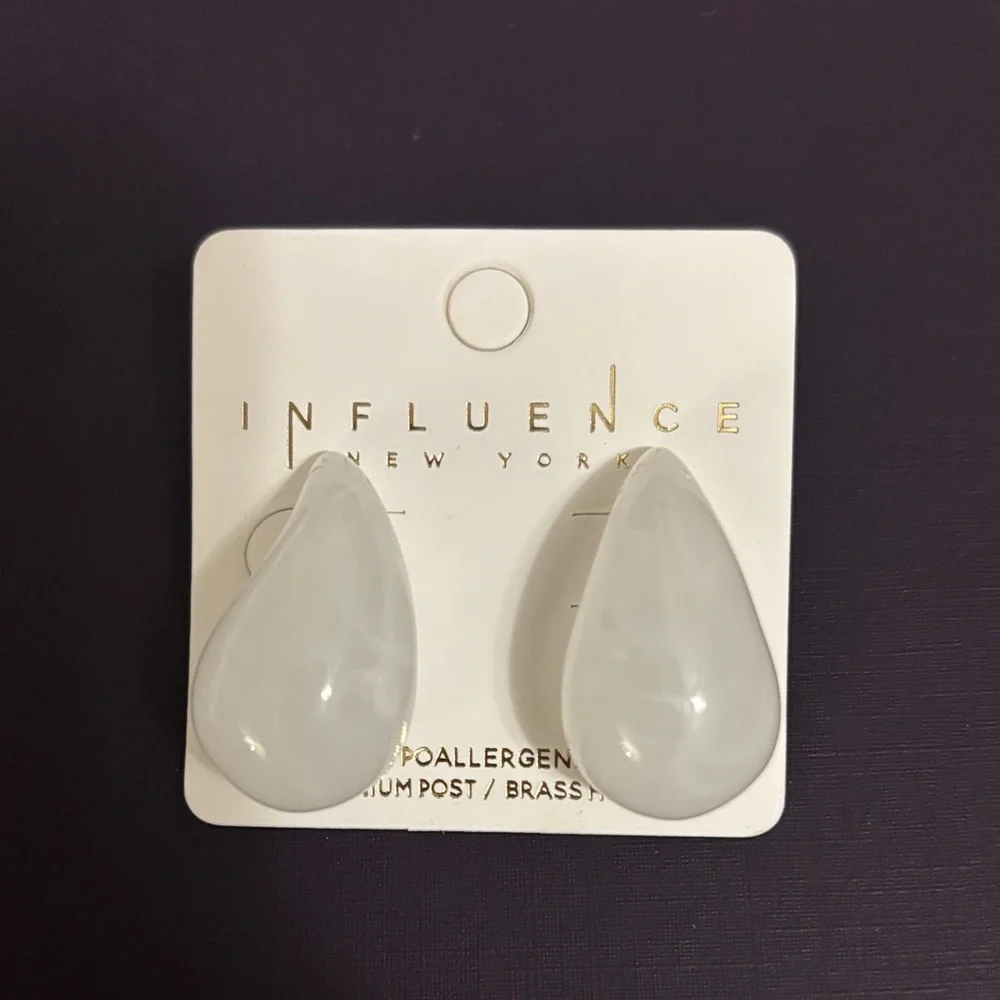 White Teardrop Earrings